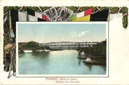 T2/T3 Przemysl, Mosty Ja Sajnie / Brücke über Den San / Bridge, Central Powers Flags And Coat Of Arms + K. U. K. Infante - Non Classificati