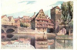 ** T1/T2 Nürnberg, Maxbrücke Mit Burg / Bridge, Castle - Unclassified