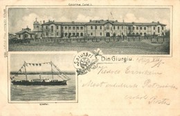 T2/T3 1899 Giurgiu, Gyurgyevó; Casarma Carol I, Siretul. Editura Fellmer Fotog. 560. / Military Barracks, Siret River Wi - Non Classificati