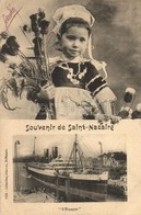 T2/T3 Saint-Nazaire, Espagne Steamship, Child, Folklore, Flowers (EK) - Unclassified