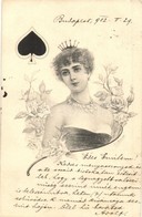 T2 1902 Playing Card Symbol, Lady, Artist Signed - Ohne Zuordnung