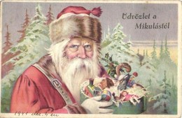 T2 Üdvözlet A Mikulástól / Christmas Greeting Card, Saint Nicholas, Litho - Ohne Zuordnung