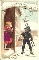 T2/T3 1902 Boldog új évet! / New Year Greeting Postcard, Chimney Sweeper, Litho Emb. (EK) - Ohne Zuordnung