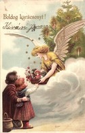 T2/T3 1902 Boldog Karácsonyt! / Christmas Greeting, Angel, Litho, Emb. (EK) - Ohne Zuordnung