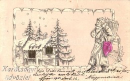 T2 1901 Karácsonyi üdvözlet / Christmas Greeting Postcard, Saint Nicholas, Litho Emb. - Zonder Classificatie
