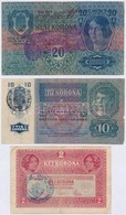 1913. 20K + 1915. 10K Felülbélyegzéssel  + 1917. 2K Felülbélyegzéssel (hamis? / Fake Overprint?) T:III- - Unclassified