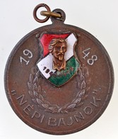 1948. 'Népi Bajnok' Zn Asztalitenisz Díjérem, Zománcozott Betéttel, Gravírozott '1948'-as évszámmal, Szalag Nélkül (36mm - Ohne Zuordnung