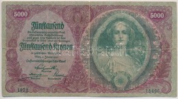 Ausztria / Osztrák-Magyar Bank 1922. 5000K T:III Ly., Szakadás
Austria / Österreichisch-Ungarische Bank 1922. 5000 Krone - Ohne Zuordnung