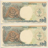 Indonézia 1992. 500R (2x) Egyugrásos Sorszámkövető T:I Indonesia 1992. 500 Rupiah (2x) Sequential Serials With One Leap  - Zonder Classificatie