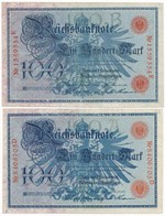 Német Birodalom 1908. 100M Piros (4x) és Zöld (4x) Pecsét T:II-III
German Empire 1908. 100 Mark Red (4x) And Green (4x)  - Zonder Classificatie