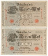 Német Birodalom 1910. 1000M Piros (4x) és Zöld (4x) Pecsét T:II-III
German Empire 1910. 1000 Mark Red (4x) And Green (4x - Zonder Classificatie