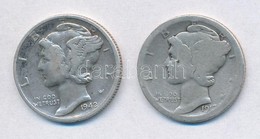 Amerikai Egyesült Államok 1917S 1d Ag + 1942D 1d Ag 'Mercury' T:2-3
USA 1917S 1 Dime Ag + 1942D 1 Dime Ag 'Mercury' C:XF - Non Classificati