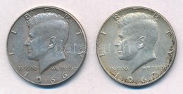 Amerikai Egyesült Államok 1966-1967. 1/2$ Ag 'Kennedy' (2x) T:2 
USA 1966-1967. 1/2 Dollar Ag 'Kennedy' (2x) C:XF - Zonder Classificatie