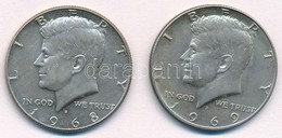 Amerikai Egyesült Államok 1968D-1969D 1/2$ Ag 'Kennedy' (2x) T:2 
USA 1968D-1969D 1/2 Dollar Ag 'Kennedy' (2x) C:XF - Non Classificati