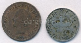 Görögország 1869BB 2l Cu + 1900A 5l Cu-Ni 'I. György' T:2-,3
Greece 1869BB 2 Lepta Cu + 1900A 5 Lepta Cu-Ni 'George I' C - Zonder Classificatie