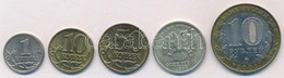 Oroszország 1999-2008. 1k-10R (5xklf) T:1-
Russia 1999-2008. 1 Kopek - 10 Rubles (5xdiff) C:AU - Ohne Zuordnung