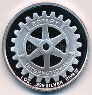 DN 'Rotary International' Jelzett Ag Emlékérem, Dísztokban, Sorszámozott Tanúsítvánnyal (31g/0.999/39mm) T:1 - Unclassified