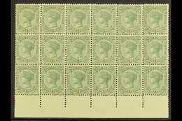 VICTORIA 1899-1901 3d Slate-green, SG 362, Never Hinged Mint Marginal BLOCK Of 18 (6x3), Darkish Gum But Very Pleasing A - Other & Unclassified