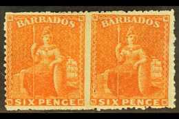 1861-70 6d Bright Orange-vermilion Britannia, SG 31, Fine Mint Horizontal Pair. For More Images, Please Visit Http://www - Barbados (...-1966)