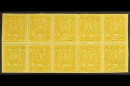 1867-68 50c Yellow Condor (SG 8, Scott 5), Very Fine Mint (most Stamps Never Hinged) BLOCK Of 10 (5x2), All Stamps With  - Bolivia