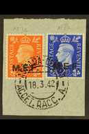 M.E.F. 1942 2d & 2½d 'round Stop' Values, SG M7a+M8a, Tied Together On Neat Piece By Very Fine "Asmara - Centro / Accet. - Italienisch Ost-Afrika