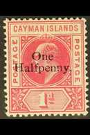 1907 ½d On 1d Carmine Surcharge With SLOTTED FRAME Variety (position L 1/4), SG 17var, Very Fine Mint, Very Fresh, Exper - Cayman (Isole)