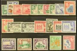 1938-55 KGVI Definitives Complete Set, SG 249/66b, Fine Mint, Many Stamps (including 10s & £1) Never Hinged. (22 Stamps) - Fiji (...-1970)