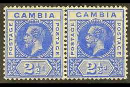 1912-22 2½d Bright Blue, Horizontal Pair With One Showing Slit "A", SG 90b, Very Fine Mint. For More Images, Please Visi - Gambia (...-1964)