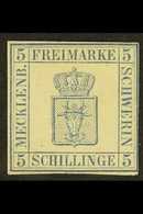 MECKLENBURG-SCHWERIN 1856 5s Blue (Michel 3, SG 4), Fine Mint, 3+ Narrow Margins Just Brushing The Outer Frame Line At L - Sonstige & Ohne Zuordnung