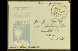 BRITISH MILITARY FORCES CHRISTMAS AEROGRAMME 1945 Illustrated Air Letter With 'Greetings From India' Candle Design, Kess - Altri & Non Classificati