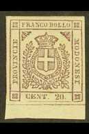 MODENA 1859 20c Bright Grey Lilac, Provisional Govt, Sass 16, Superb Marginal Mint Og. Signed Diena.  For More Images, P - Ohne Zuordnung