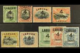 1899 "4 CENTS" Surcharges Complete Set, SG 102/110, Mint, Mostly Fine And With Lovely Bright Colours. (9 Stamps) For Mor - Nordborneo (...-1963)