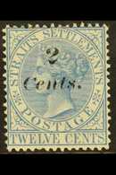 1883 2c On 12c Blue, SG 62, Fine Mint. Tiny Hinge Stain On Reverse Otherwise Very Fine. Scarce Stamp. For More Images, P - Straits Settlements