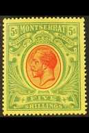 1914 5s Green & Red On Yellow, KGV, Wmk Mult. Crown CA, SG 48, Very Fine Mint. For More Images, Please Visit Http://www. - Montserrat