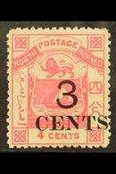 1886 3c On 4c Pink Perf 14, SG 18 Mint With Large Part Gum.  For More Images, Please Visit Http://www.sandafayre.com/ite - Borneo Del Nord (...-1963)