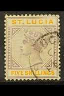 1891-8 5s Dull Mauve & Orange, Die II, Wmk Crown CA, SG 51, Fine Used. For More Images, Please Visit Http://www.sandafay - St.Lucia (...-1978)