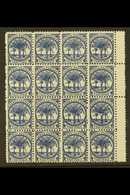 1886-1900 4d Deep Blue Palm Trees Watermark Type W 4b Perf 11, SG 61a, Never Hinged Mint Block Of 16 (4x4) With Gutter A - Samoa (Staat)