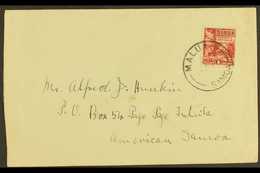 1930 (Jun) Env To American Samoa Bearing Samoa 1921 1d Hut Stamp Tied "MALUA" Cds With Apia Transit Cds Of 10 Jun On Rev - Samoa