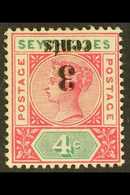 1893 3c On 4c Carmine And Green, Surcharge Inverted, SG 15a, Fine Mint. For More Images, Please Visit Http://www.sandafa - Seychelles (...-1976)