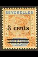 1901 3c On 16c Chestnut And Blue, MALFORMED "S", SG 38d, Mint With Few Light Tone Spots To Gum. For More Images, Please  - Seychelles (...-1976)
