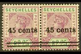 1902 45c On 2r.25 Bright Mauve And Green, Horizontal Pair, One Narrow "5", SG 45a, Never Hinged Mint. For More Images, P - Seychelles (...-1976)