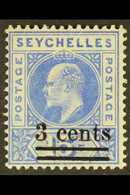 1903 3c On 15c Ultramarine, With Dented Frame, SG 57a, Mint With Diagonal Crease. For More Images, Please Visit Http://w - Seychelles (...-1976)