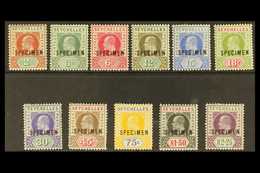 1903 Complete Set, Overprinted SPECIMEN", SG 46/56s, Fine Mint, The 1r.50 Showing The "slotted Frame" Variety. (11 Stamp - Seychellen (...-1976)