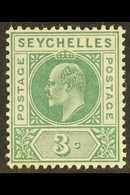 1906 3c. Dull Green, SG 61, With "slotted Frame" Variety, Fine Mint, As Scarce As The Dented Frames. For More Images, Pl - Seychelles (...-1976)