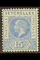 1912-16 15c. Ultramarine, Split "A", SG 75a, Fine Mint. For More Images, Please Visit Http://www.sandafayre.com/itemdeta - Seychelles (...-1976)