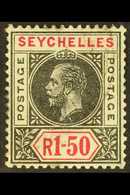 1912-16 1r. 50 Black And Carmine, Split "A", SG 80a, Fine Used. For More Images, Please Visit Http://www.sandafayre.com/ - Seychelles (...-1976)