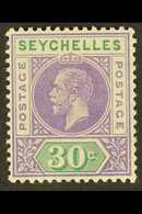 1912-16 30c. Violet And Green, Split "A", SG 77a, Very Fine Mint. For More Images, Please Visit Http://www.sandafayre.co - Seychelles (...-1976)