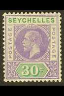 1912-16 30c. Violet And Green, Split "A", SG 77a, Very Fine Mint. For More Images, Please Visit Http://www.sandafayre.co - Seychellen (...-1976)