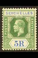 1917-22 5r. Green And Blue, SG 97, Very Fine Mint With Barest Trace Of A Hinge. For More Images, Please Visit Http://www - Seychelles (...-1976)