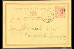 1893 (Sept) 1d Stationery Card To London, Cancelled B31 With Freetown Cds Alongside, Liverpool Br. Packet Red Cds At Lef - Sierra Leone (...-1960)